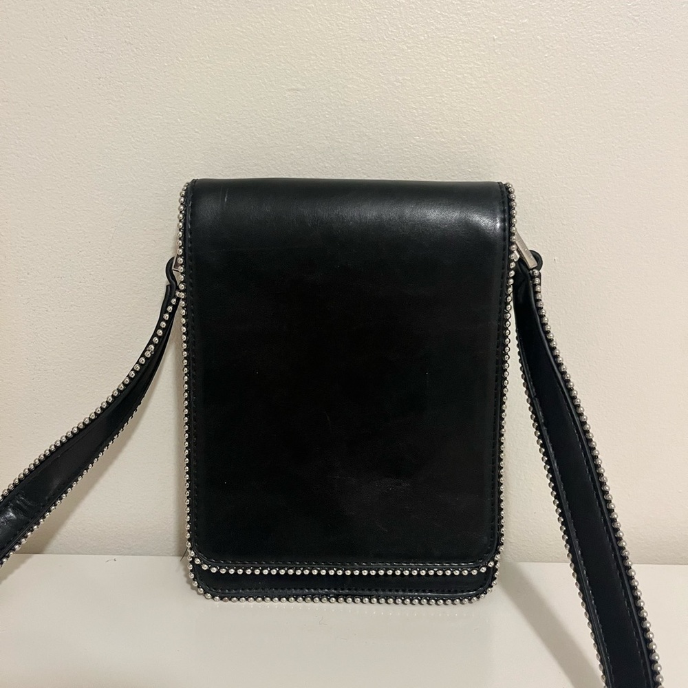 Dynamite Black Crossbody Bag with Silver Accents